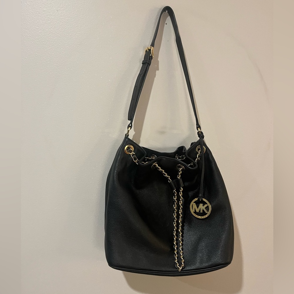 Michael Kors black leather satchel bag